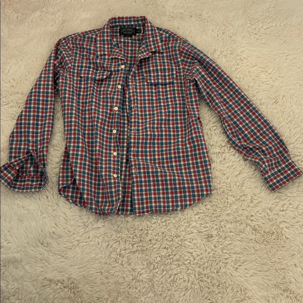 Polo by Ralph Lauren Red and Blue Plaid Casual Button Down Shirt